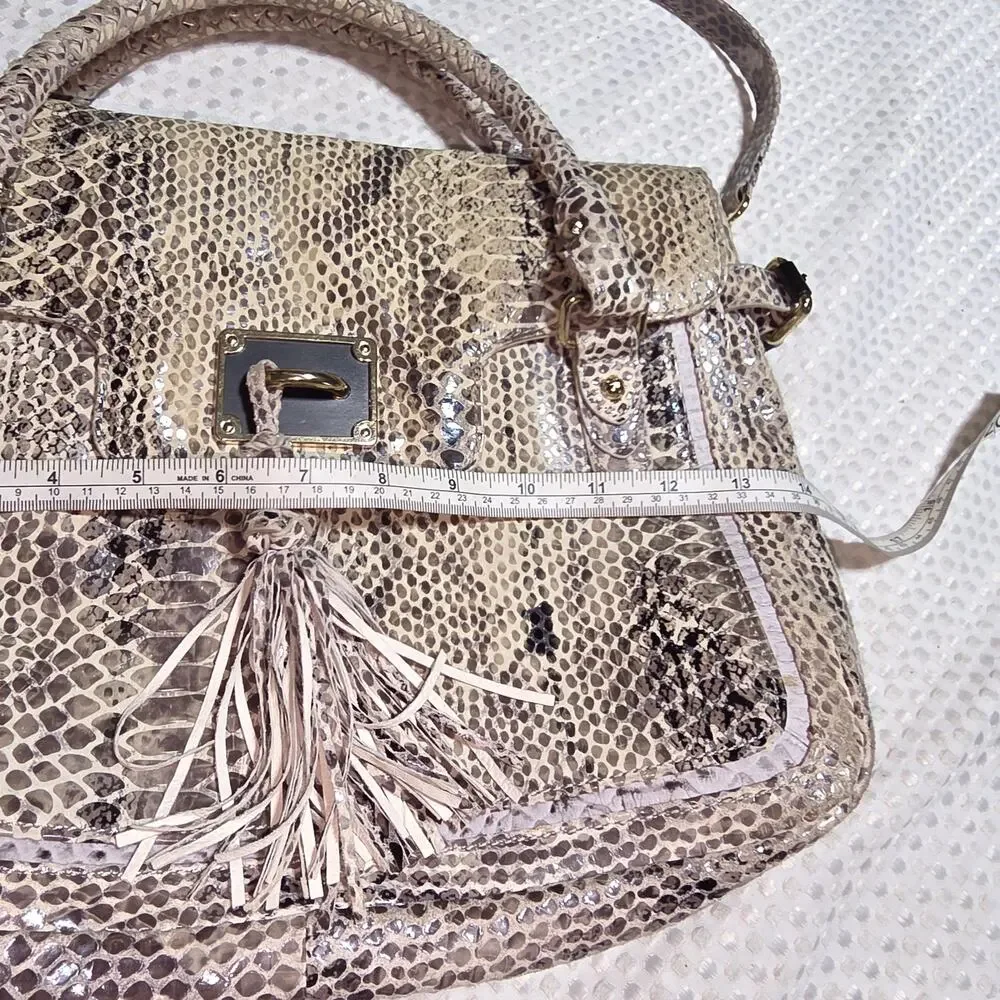 ELLIOT LUCCA SNAKESKIN EMBOSSED LEATHER SHOULDER BAG